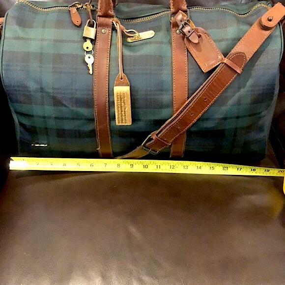 MRALPH LAUREN Black Watch Plaid Duffle Boston Travel Shoulder Bag 48cm - Picture 12 of 17